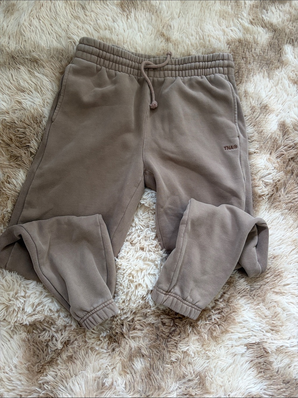 TNA Taupe Joggers - Neutral Brown Fleece